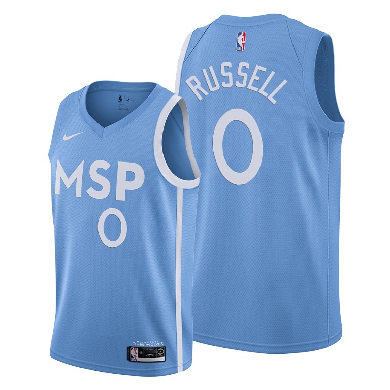 Men's Minnesota Timberwolves #0 D'Angelo Russell Blue 2019 City Edition Stitched NBA Jersey Men's Minnesota Timberwolves #0 D'Angelo Russell Blue 2019 City Edition Stitched NBA Jersey